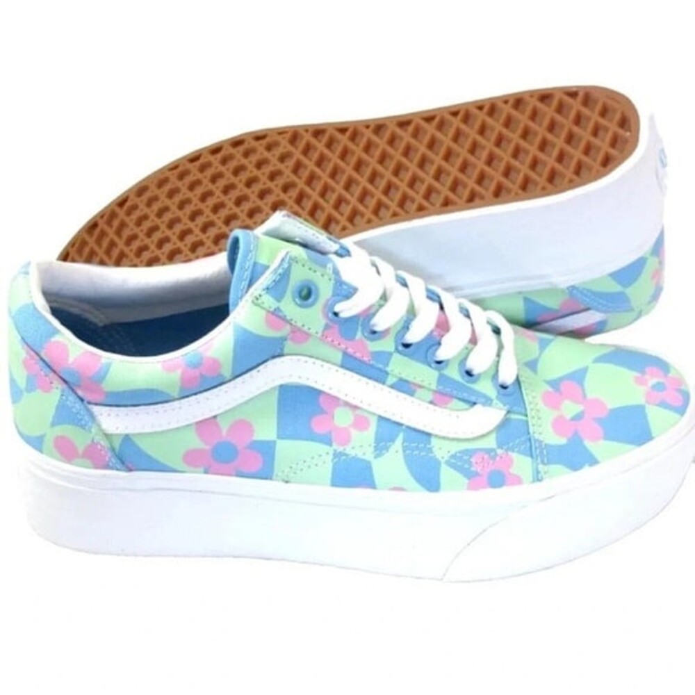 Vans Old Skool Stackform floral checkered platform sneaker